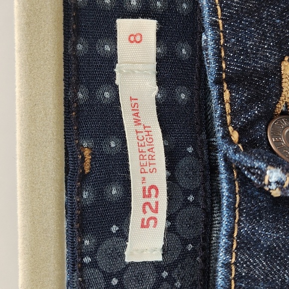 Levi's 525 Perfectly Waist Straight Denim Blue Jeans Size 8 Stretch Waist - Picture 4 of 8